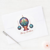 Sticker Rond Joyeux ornements de Noël (Enveloppe)