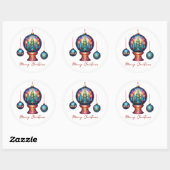 Sticker Rond Joyeux ornements de Noël (Feuille)