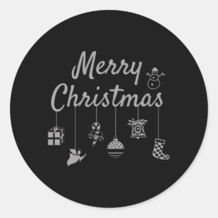 Sticker Rond Joyeux ornements de Noël