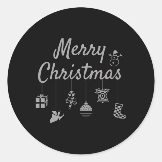 Sticker Rond Joyeux ornements de Noël (Devant)