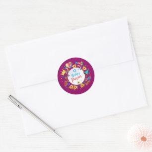 Sticker Rond Joyeux Panier Cadeaux, Décoration, Ornements