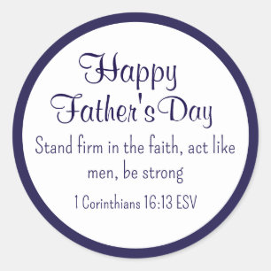 Sticker Rond Joyeux Papa Bible Verset pour Hommes Bleu Foncé
