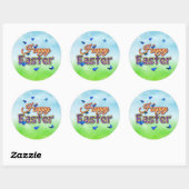 Sticker Rond Joyeux papillons de Pâques (Feuille)