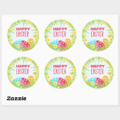 Sticker Rond Joyeux Pâques (Feuille)