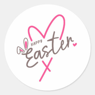 Sticker Rond Joyeux Pâques à la famille