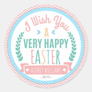 Sticker Rond Joyeux Pâques   Balise de souhaits de Pâques