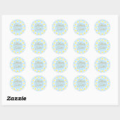 Sticker Rond Joyeux Pâques bleu clair script mignon marguerite (Feuille)