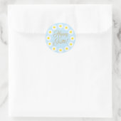 Sticker Rond Joyeux Pâques bleu clair script mignon marguerite (Sac)