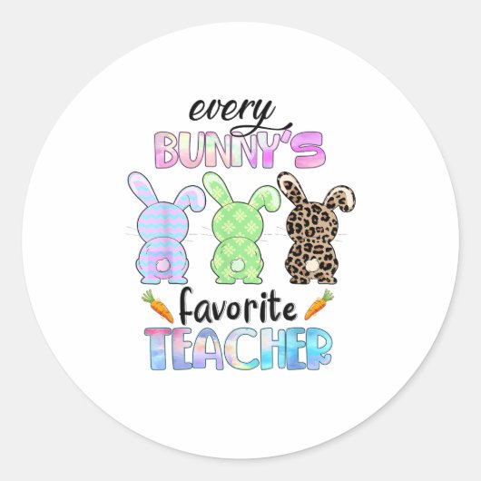 Sticker Rond Joyeux Pâques Chaque Lapin Est Professeur Préféré  (Devant)