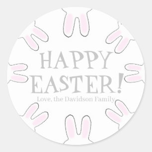 Sticker Rond Joyeux Pâques gris blanc coutume coutume mignon la
