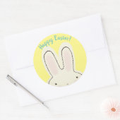 Sticker Rond Joyeux Pâques mignon amusant lapin peekaboo script (Enveloppe)