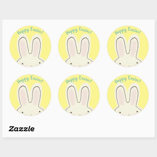 Sticker Rond Joyeux Pâques mignon amusant lapin peekaboo script (Feuille)