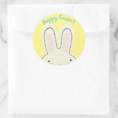 Sticker Rond Joyeux Pâques mignon amusant lapin peekaboo script (Sac)
