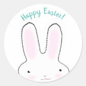 Sticker Rond Joyeux Pâques mignon plaisir lapin peekaboo script (Devant)