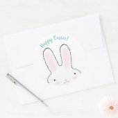 Sticker Rond Joyeux Pâques mignon plaisir lapin peekaboo script (Enveloppe)