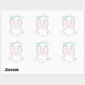 Sticker Rond Joyeux Pâques mignon plaisir lapin peekaboo script (Feuille)