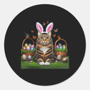 Sticker Rond Joyeux Pâques mignonette chèvre oeufs panier Pâque