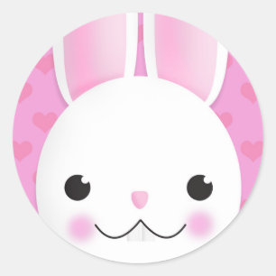Sticker Rond Joyeux Pâques Pour N'Importe Qui Visage De Lapin A