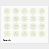 Sticker Rond Joyeux Pâques vert coeur pastel script personnalis (Feuille)