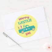 Sticker Rond Joyeux Pâques y'all, camion lapin (Enveloppe)