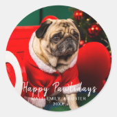 Sticker Rond Joyeux Pawlidays Famille Animaux de compagnie Chie (Devant)