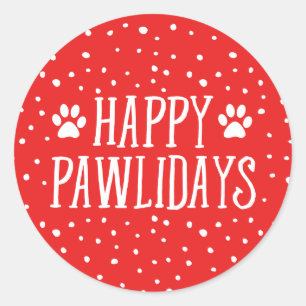 Sticker Rond Joyeux Pawlidays   Fêtes rouges
