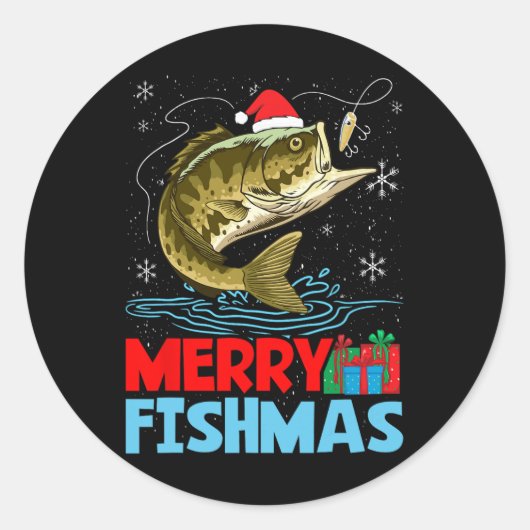 Sticker Rond Joyeux Pêche Noël (Devant)