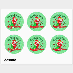 Sticker Rond Joyeux Père Noël de Noël avec papier de canne Star