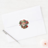 Sticker Rond Joyeux Père Noël Elf (Enveloppe)