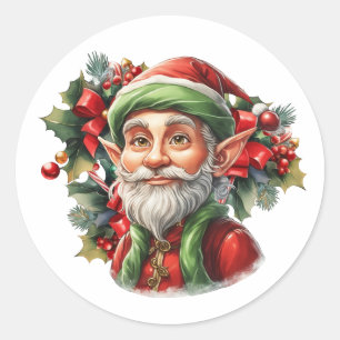 Sticker Rond Joyeux Père Noël Elf