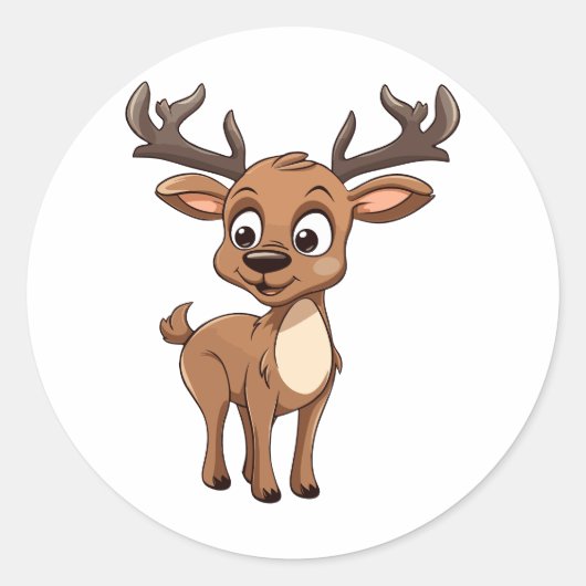 Sticker Rond Joyeux personnage de rennes de Noël (Devant)