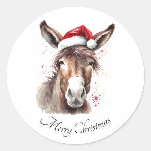 Sticker Rond Joyeux petit âne de Noël, coutume