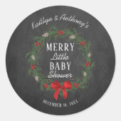 Sticker Rond Joyeux petit Baby shower de Noël (Devant)