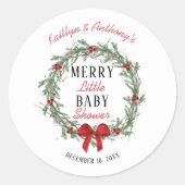 Sticker Rond Joyeux petit Baby shower de Noël (Devant)