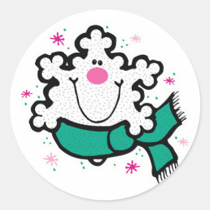 Sticker Rond joyeux petit flocon de neige
