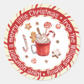 Sticker Rond joyeux petit Noël, blanc rouge vacances (Devant)