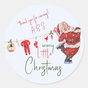 Sticker Rond Joyeux petit Noël garçon fille Baby shower d'hiver