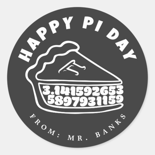 Sticker Rond Joyeux Pi Day 3.14 avec design Pie (Devant)
