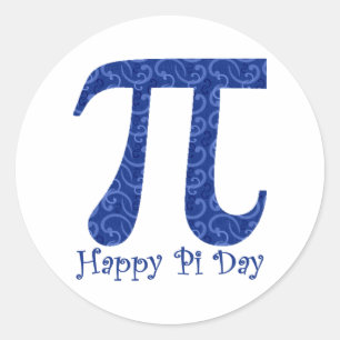 Sticker Rond Joyeux Pi Day Dark Blue Swirls