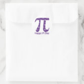 Sticker Rond Joyeux Pi Day Jacquard pourpre (Sac)