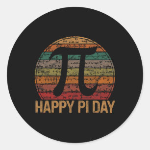 Sticker Rond Joyeux Pi Day Math Equations Coucher du soleil Cad