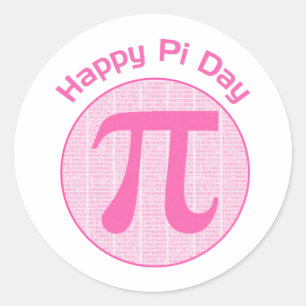 Sticker Rond Joyeux Pi Jour Numéros Rose