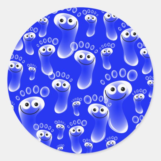 Sticker Rond Joyeux pied bleu (Devant)