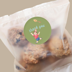 Sticker Rond Joyeux pique-nique Anniversaire Enfants Garçon Jar