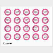 Sticker Rond Joyeux Points noirs blancs roses d'anniversaire (Feuille)
