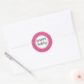Sticker Rond Joyeux Points noirs blancs roses d'anniversaire (Enveloppe)