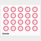 Sticker Rond Joyeux Points Or Rose Blanc Anniversaire (Feuille)