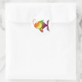 Sticker Rond Joyeux poisson caricature (Sac)