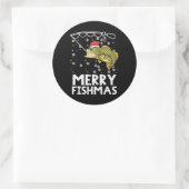 Sticker Rond Joyeux poisson pêche Noël papa hommes (Sac)