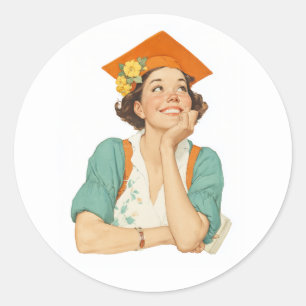 Sticker Rond Joyeux Portrait de la journée de graduation
